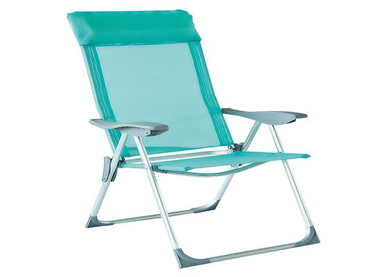 เก้าอี้ทรายพับอลูมิเนียม Textilene สำหรับเฟอร์นิเจอร์สวนปรับเอนนอนได้