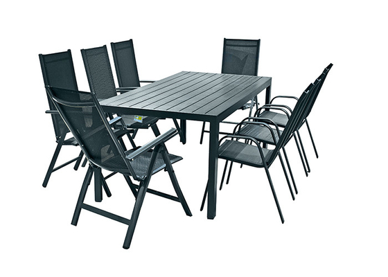 ไม้อัดอลูมิเนียมโต๊ะลานกลางแจ้งและเก้าอี้ป้องกันรอยขีดข่วน